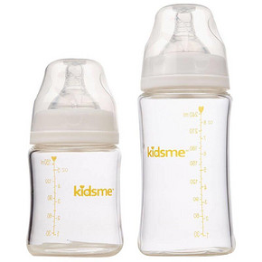 亲亲我 新生儿宽口径玻璃奶瓶套装2支装 150ml+240ml 38元