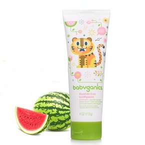 秒杀预告# BabyGanics 儿童可吞咽无氟牙膏 西瓜味 113g 11.1元(9.9+1.2)
