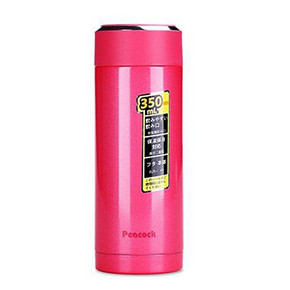 日本 peacock 孔雀 不锈钢真空保温杯 玫红色 350ml 99元包邮