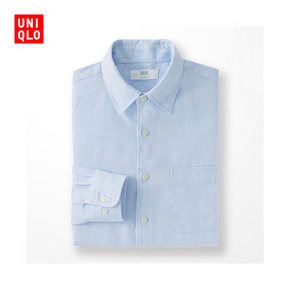 优衣库 UNIQLO 男装高级亚麻长袖衬衫 99元