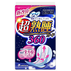 尤妮佳 苏菲防侧漏熟睡卫生巾36cm*12片 折15.3元(25,5件5折)