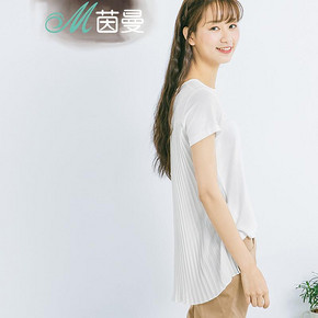茵曼 夏季文艺后幅压褶宽松短袖T恤 59元包邮(79-20券)