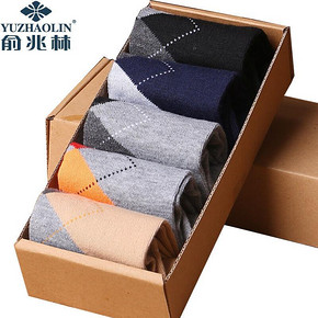 俞兆林 英伦菱形男士袜子 5双装 11元包邮(51-40券)