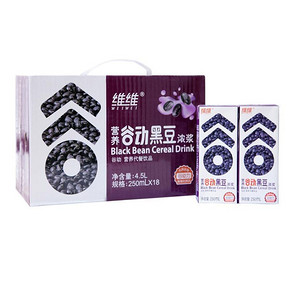 手慢无/限地区# 维维谷动 黑豆浓浆 250ml*18盒 折14.4元(26.9，99-50券)
