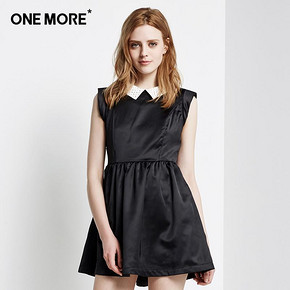 ONE MORE 文墨 镂空撞色拼接皮领无袖连衣裙 69元包邮