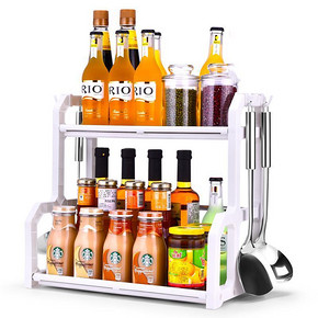 科翼 厨房双层落地置物架 送挂钩*4 2色可选 14.9元包邮(19.9-5券)