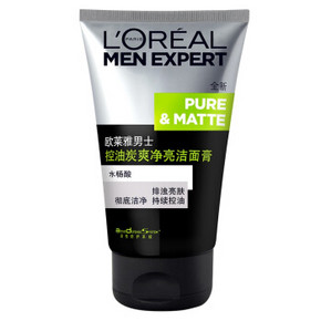 LOREAL 欧莱雅 男士控油炭爽净亮洁面膏 100ml 19.9元