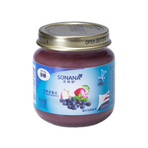 美国原装进口 BIRTON 倍顿 索娜娜苹果蓝莓泥 2段 113g 9.9元