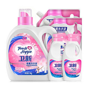 卫新 香薰洗衣液 浪漫樱花3kg+袋装1.18kg*2+手洗专用480ml*2 59.9元