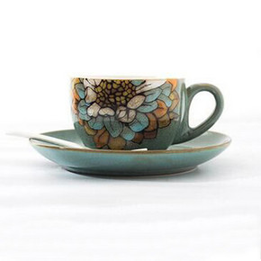 汇奇 手绘简约欧式陶瓷咖啡杯套装 带勺 14.8元包邮(19.8-5券)