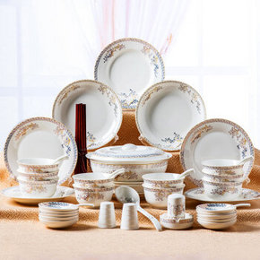 剑林 景德镇陶瓷碗碟套装 56头 199.9元包邮(499.9-100-200券)