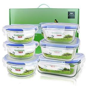 Snapware 康宁 四面锁扣玻璃耐热保鲜盒6件套 99元