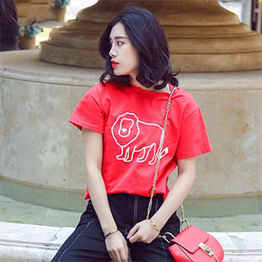 MIZZA 可爱狮子印花纯棉短袖T恤 2色可选 29元包邮(69-40券)