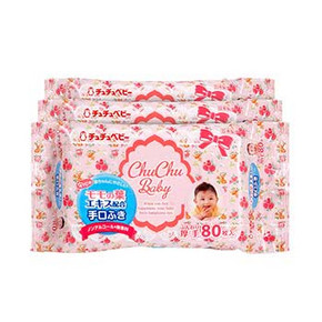 日本 chuchu 啾啾 婴儿手口专用湿巾 80抽*3包 15.9元包邮(55.9-40券)