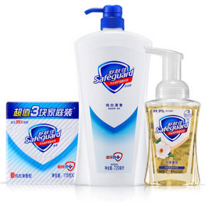 舒肤佳 沐浴纯白清香型720ml+洗手液225ml+香皂115gX3块 29.9元