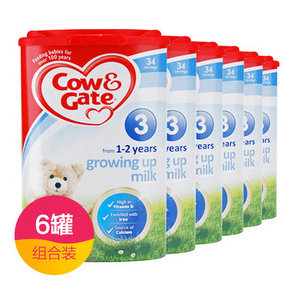 囤货好价# 英国牛栏Cow&Gate 3段婴幼儿奶粉 900gx6罐  591元(628-100+63)