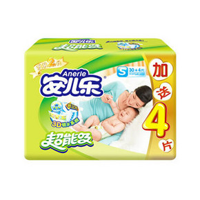 Anerle 安儿乐 超能吸2代 婴儿纸尿裤 小号S34片 28元