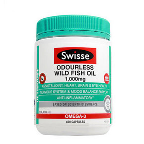 告别亚健康# Swisse 无腥味野生鱼油1000mg 400粒*2瓶  159元(199-40券)