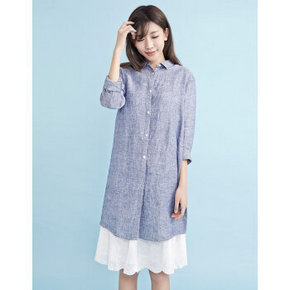 VANCL 凡客诚品 女款棉麻中长款衬衫 59.7元