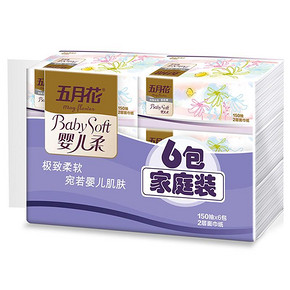 折6.6/提# 五月花 抽纸150抽*6包*30提+凑单品 200元(300-100券)
