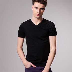 古卡狄 男士莱卡纯棉V领夏季短袖t恤 29元包邮(59-30券)