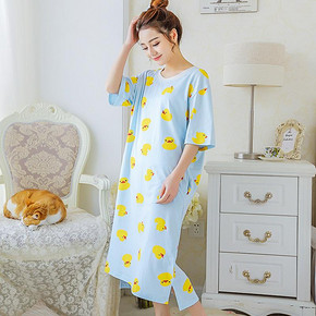 潮外壹号 夏季纯棉宽松可爱卡通短袖睡裙 29.9元包邮(39.9-10券)