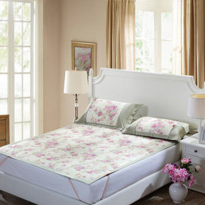 神券好去处# 蔻姿 凉爽冰丝席三件套 绮梦仲夏 1.5米 71元包邮(409-150-188券)