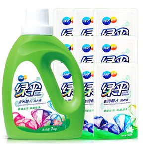 绿伞 玉兰幽香 去污洗衣液1kg+补充装500g*9袋 赠同款 折41.9元(2件6折)
