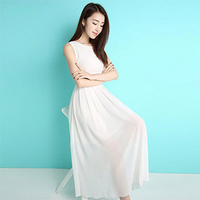女神范# 歌兔 无袖雪纺连衣裙 59元包邮(119-60券)