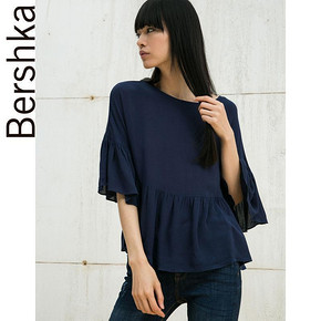 Bershka 女士宽袖飘逸上衣 深蓝色 59元包邮