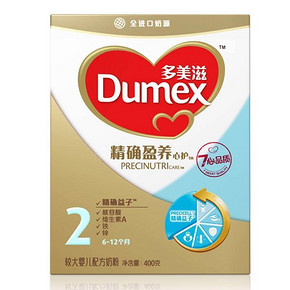 多美滋 精确盈养延续较大婴儿配方奶粉 2段 400g 29.9元