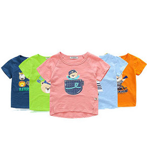 奥尼熊 夏季儿童舒适竹节棉卡通短袖 19元包邮(39-20券)