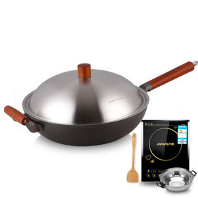 九阳 不粘无油烟锅32cm+电磁炉+汤锅+木铲 299元(499-200券)