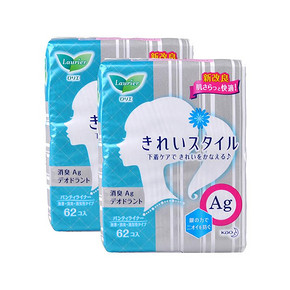 乐而雅 消臭透气超薄护垫 14cm*62片*2包*2件 63.7元包邮(98-49+6.7+8)
