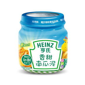 Heinz 亨氏 香甜南瓜泥 1段 113g 折4.5元(6，2件75折)