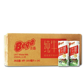 百嘉 超高温灭菌处理全脂牛奶 250ml*24盒 49元