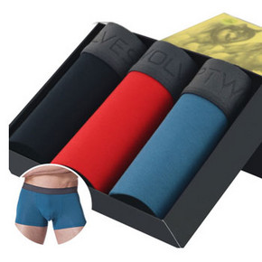 七匹狼 男士纯棉四角内裤 3条装 19元包邮(59-40券)