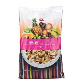 吃货最爱# ICA  45%水果什锦营养早餐麦片 750g  35.5元