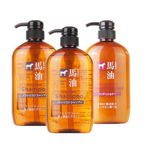 熊野油脂 无硅马油洗发套装 洗发600ml*2+护发600ml 99.6元(99-10+10.6)