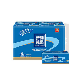 清风 抽纸 强韧3层120抽面巾纸*6包 9.9元
