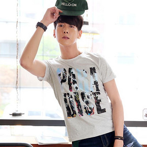 AMH 男士修身印花圆领短袖T恤 29元包邮(39-10券)