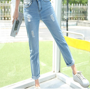 艾琦妮 夏季中高腰九分直筒牛仔裤 39元包邮(59-20券)