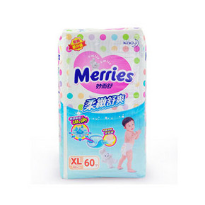 花王 Merries 妙而舒 婴儿纸尿裤 柔致舒爽 XL60片 121.9元包邮(109+12.9)