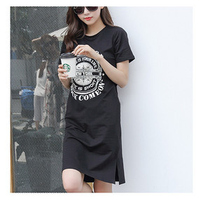 衣橱缺件T恤裙# 意凡 中长款短袖T恤裙 39元包邮