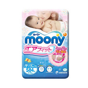 日本 moony 尤妮佳 婴儿纸尿裤 S84片 79元