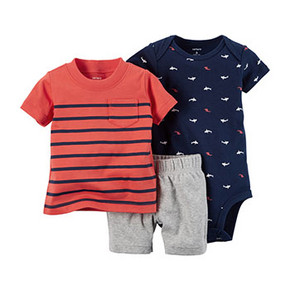 Carter's 童装短袖+短裤+连体衣3件套 66元包邮