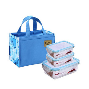 超值套装# 爱思得 耐热玻璃保鲜盒 3个装+便携袋 19元包邮(59-40券)