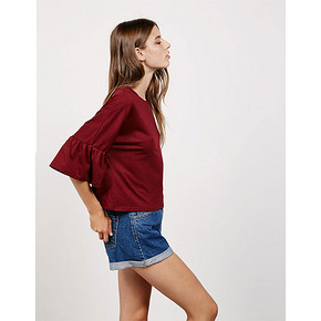 Bershka 女士荷叶边袖T恤衫 29元
