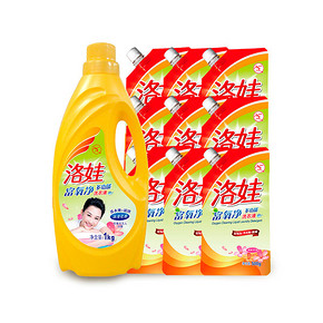 洛娃 富氧净多功能洗衣液1kg+补充装500g*9袋 折29元(3件5折)