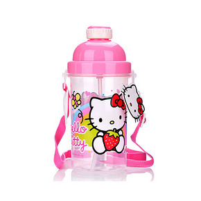 HELLO KITTY 便携儿童吸管PP水壶 500ml 9.9元